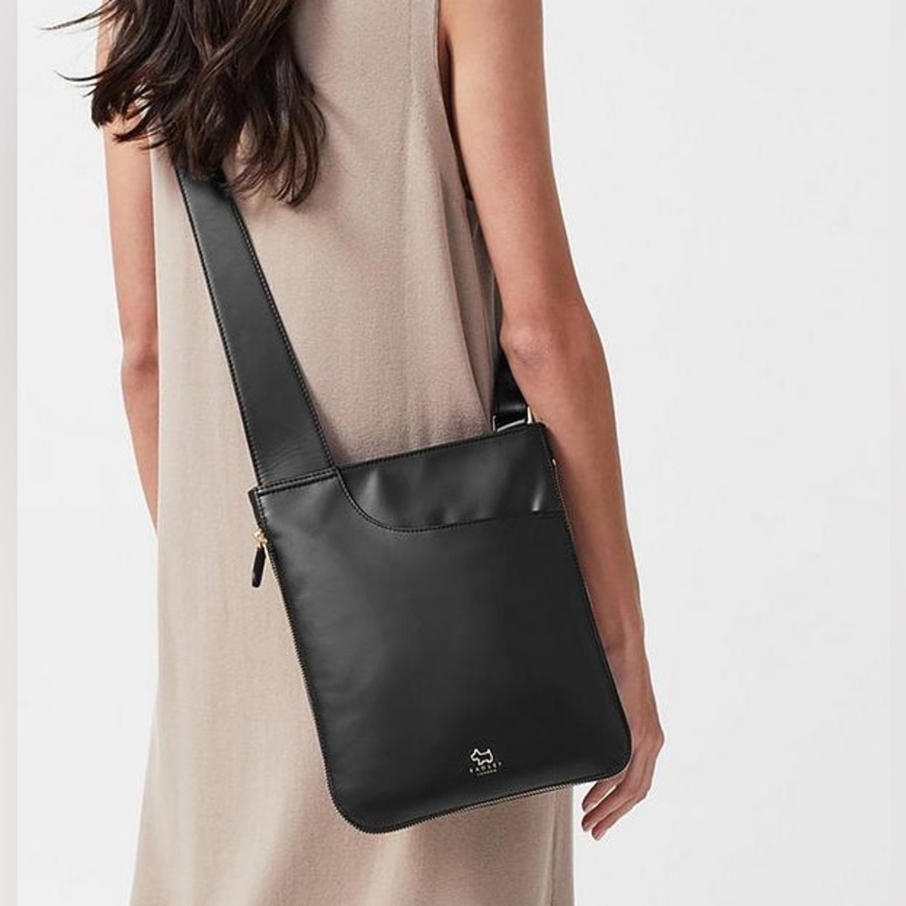 Radley London Black Leather Zip Around Pockets Crossbody Bag